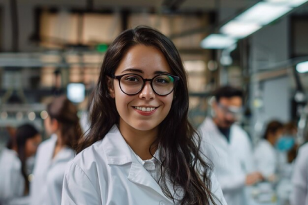 Química farmacéutica sonriendo